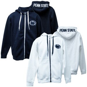 navy and white full zip hooded sweatshirts Athletic Logo on left chests, Penn State on hoods